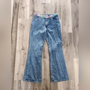Embroidered Second Gen Y2k Vintage Low Rise  Blue Women's Jeans